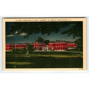 Vintage Linen Postcard Men's Dormitories Univ. of Virginia Charlottesville